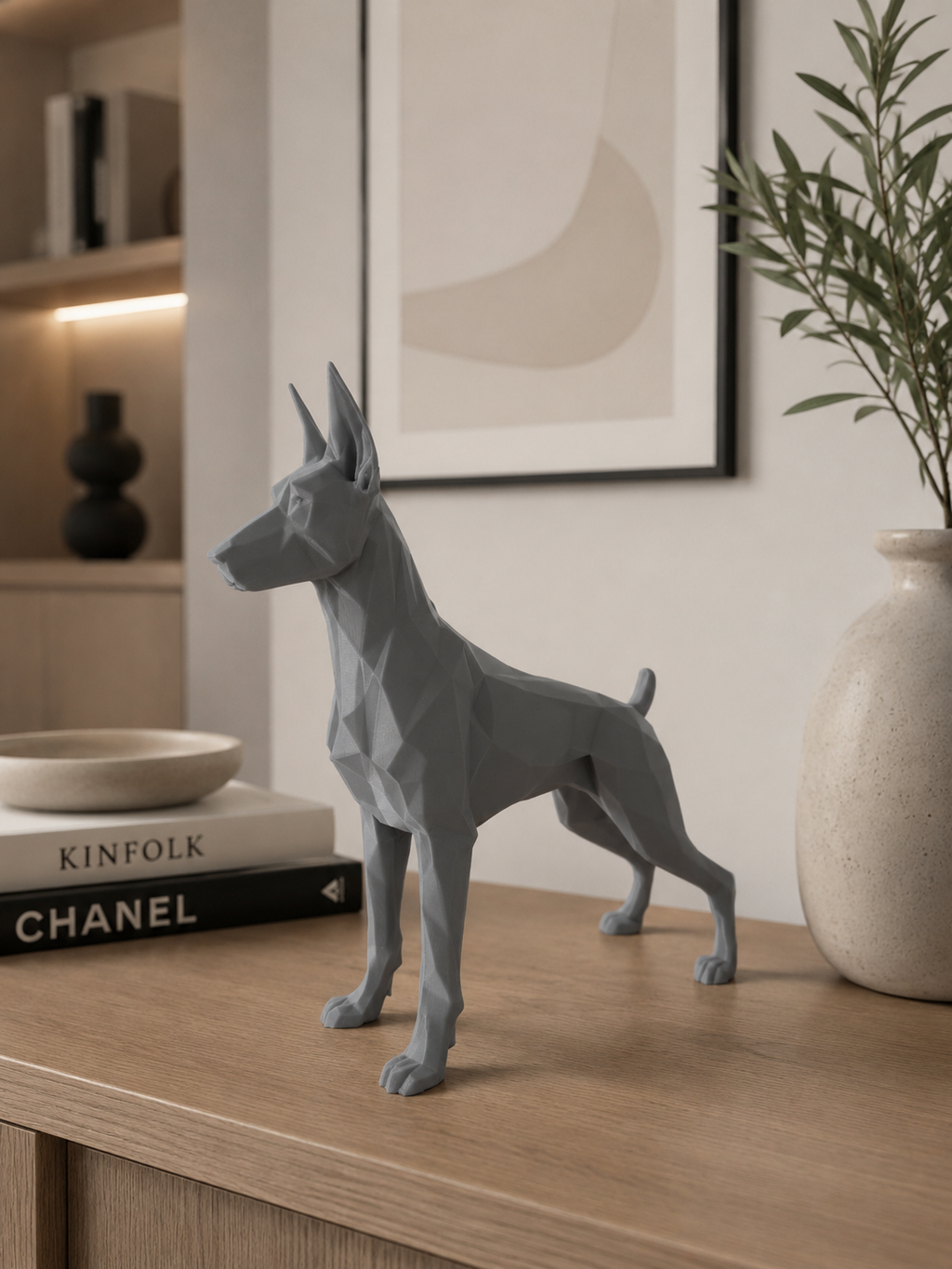 Low Poly Doberman Sculpture