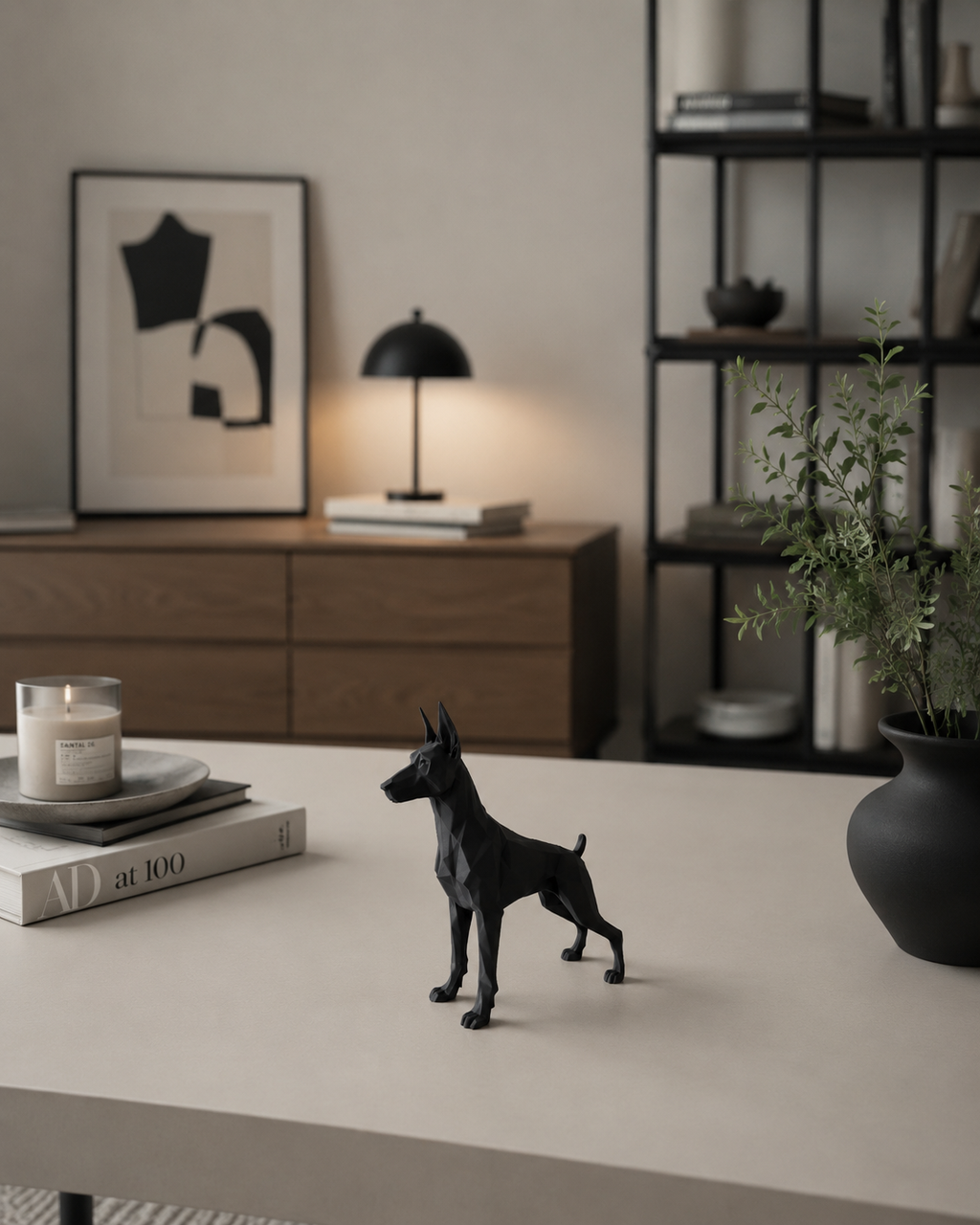 Low Poly Doberman Sculpture