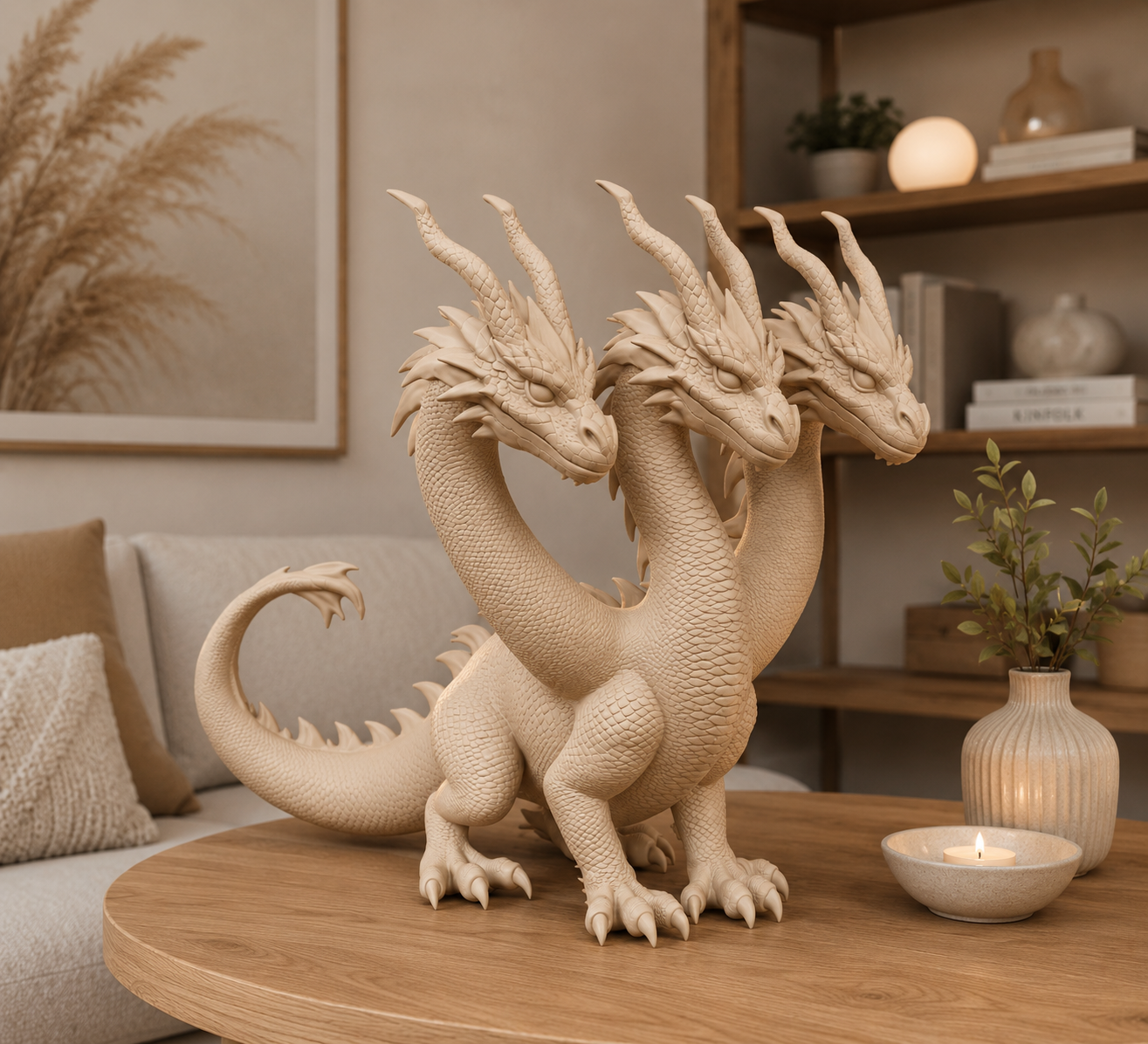 Three-Headed Dragon Statue