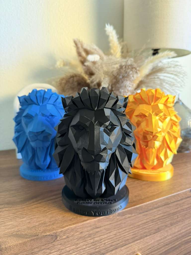 Low Poly Lion Bust Sculpture
