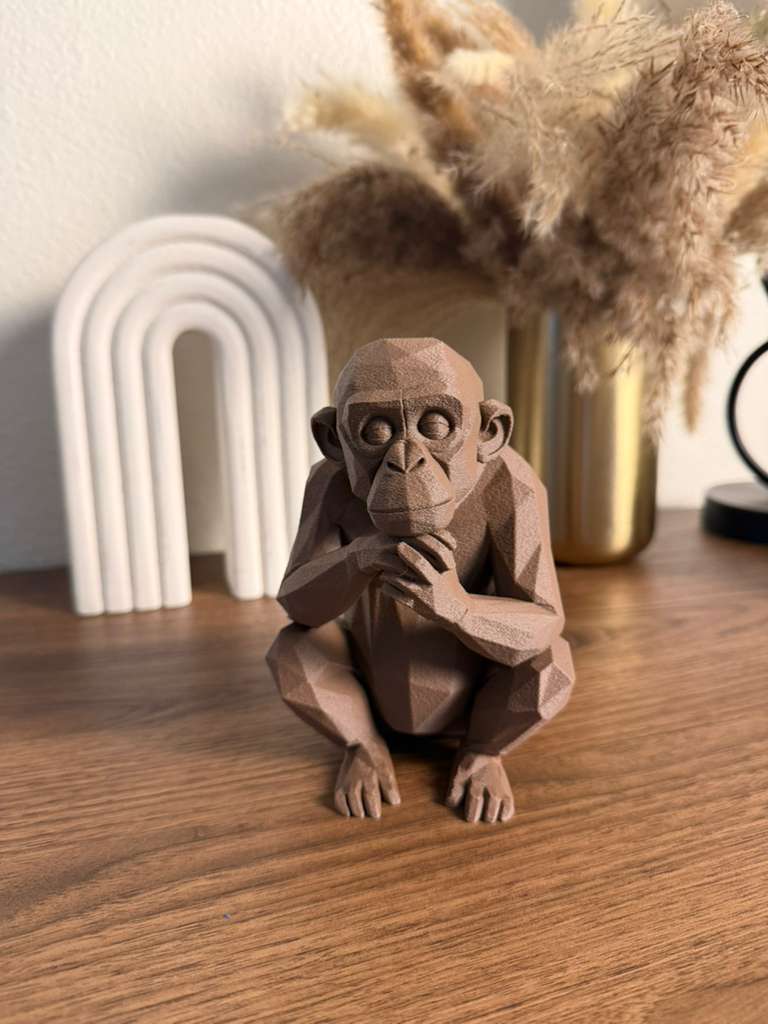 Low Poly Chimpanzee Sculpture