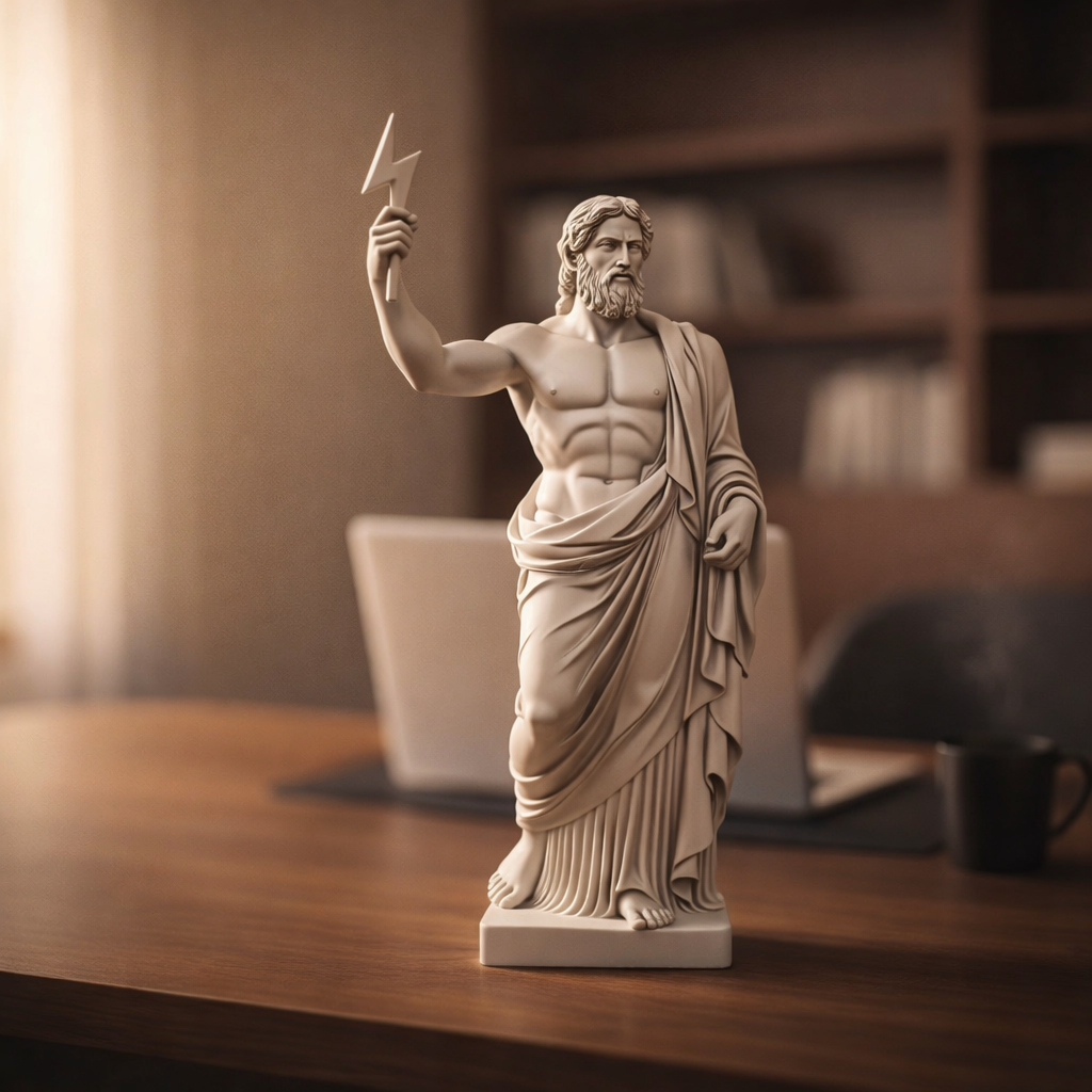 Zeus with Lightning Statue