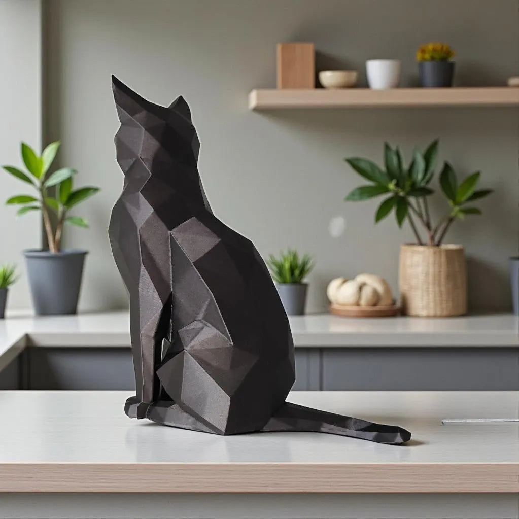 Low Poly Cat Sculpture