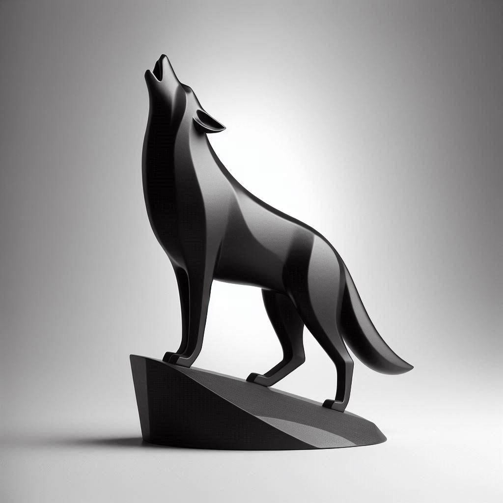 Geometric Wolf Statue