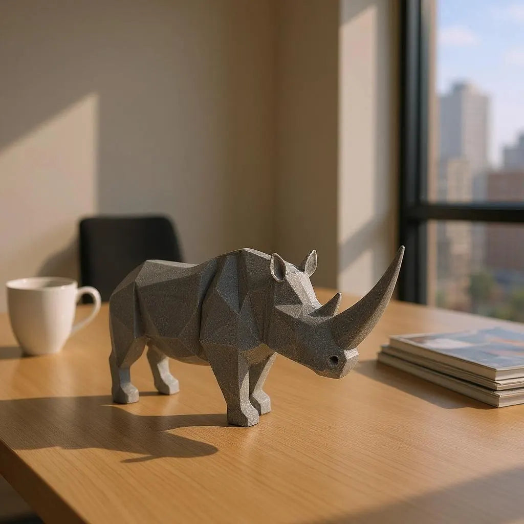 Low Poly Rhino Sculpture