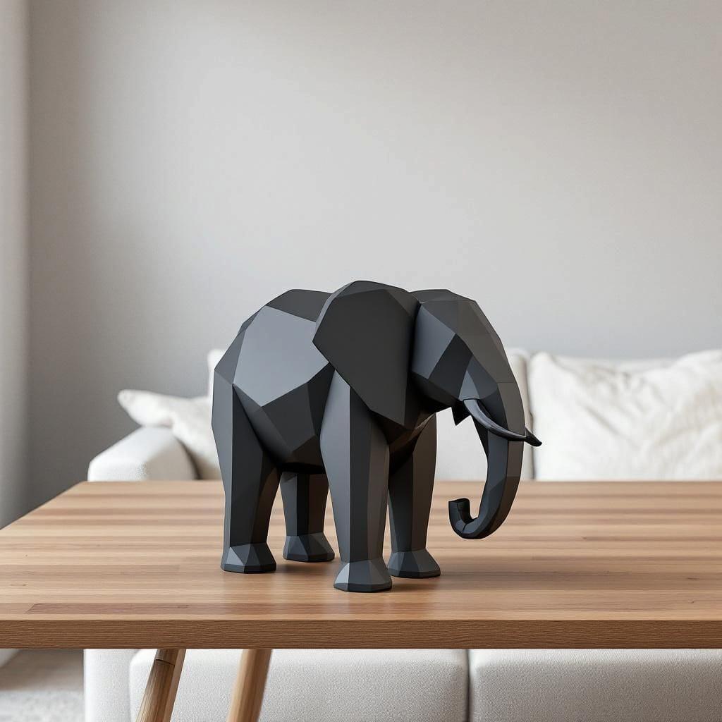 Low Poly Elephant Sculpture
