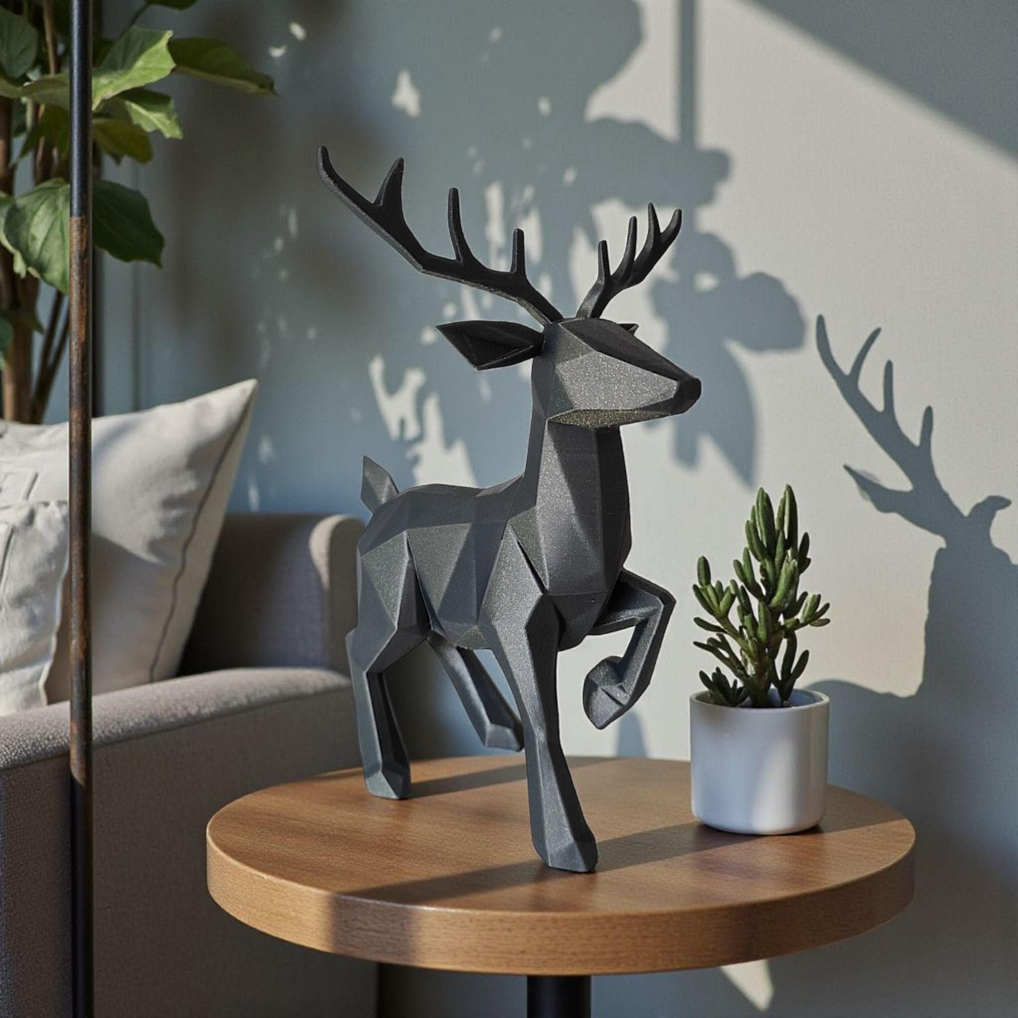 Geometric Reindeer Sculpture