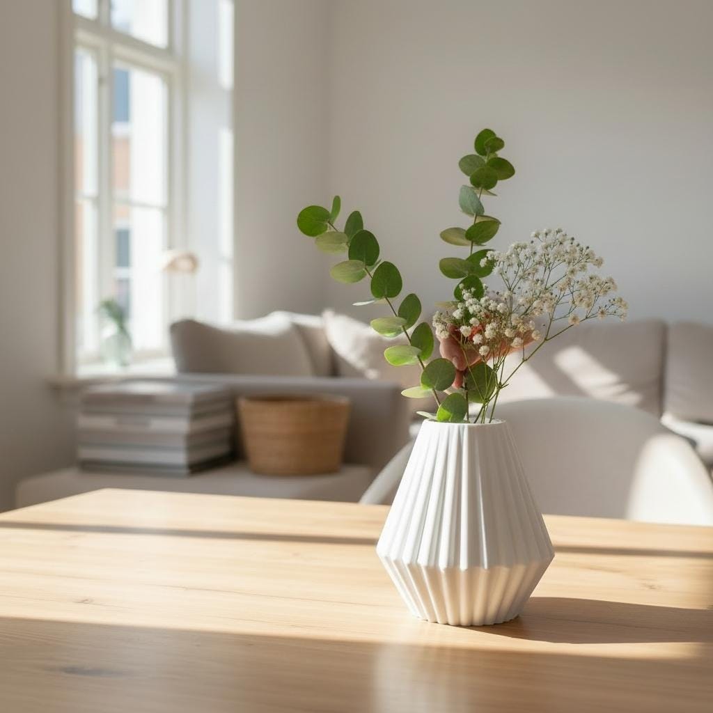 Geometric Ribbed Vase