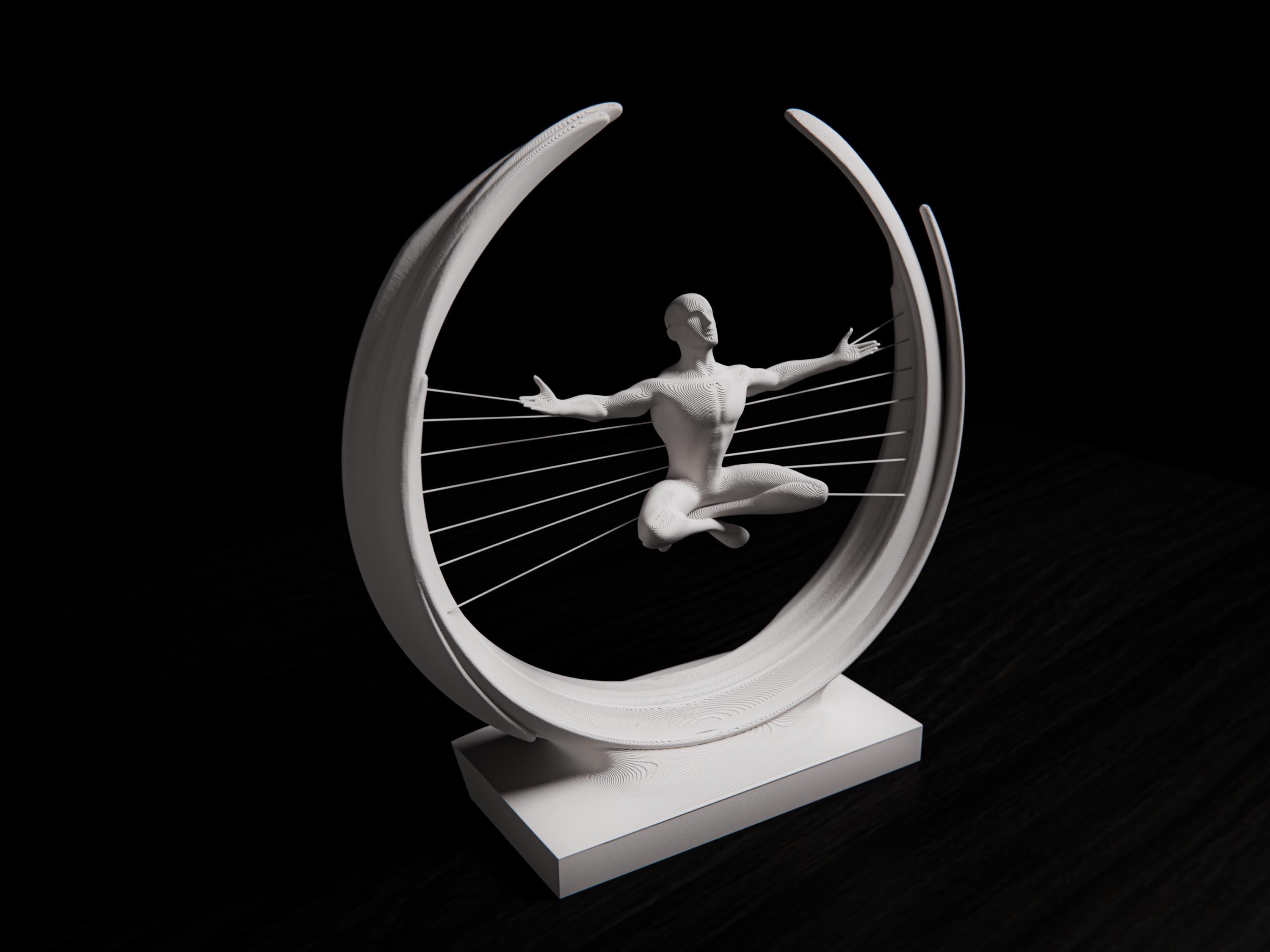 3D Printed Sitting Man Sculpture