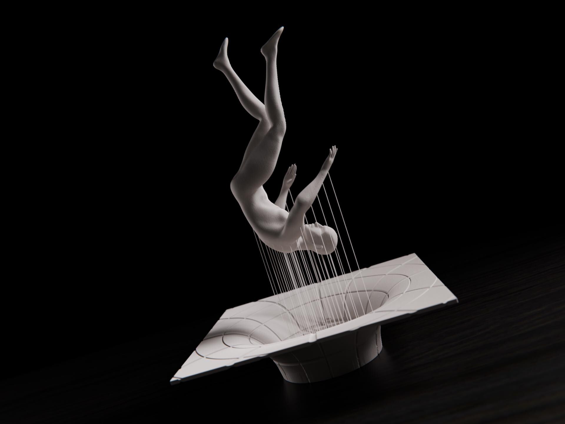 Falling Man String Art Sculpture