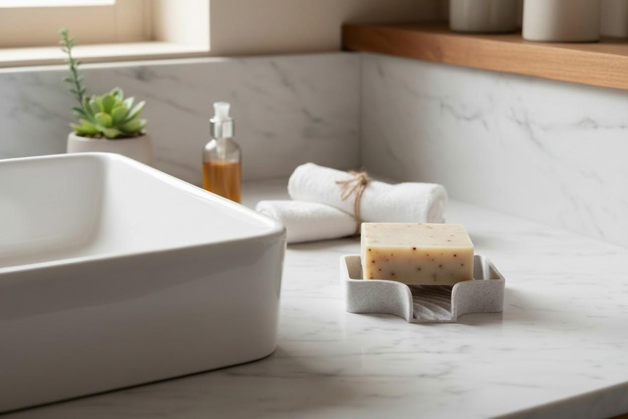 Curved Soap Dish with Drain
