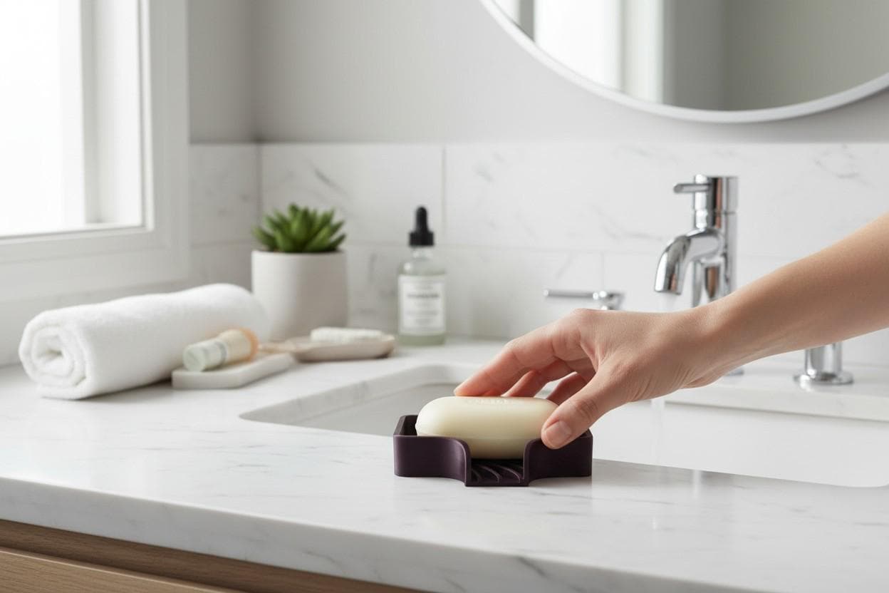 Curved Soap Dish with Drain