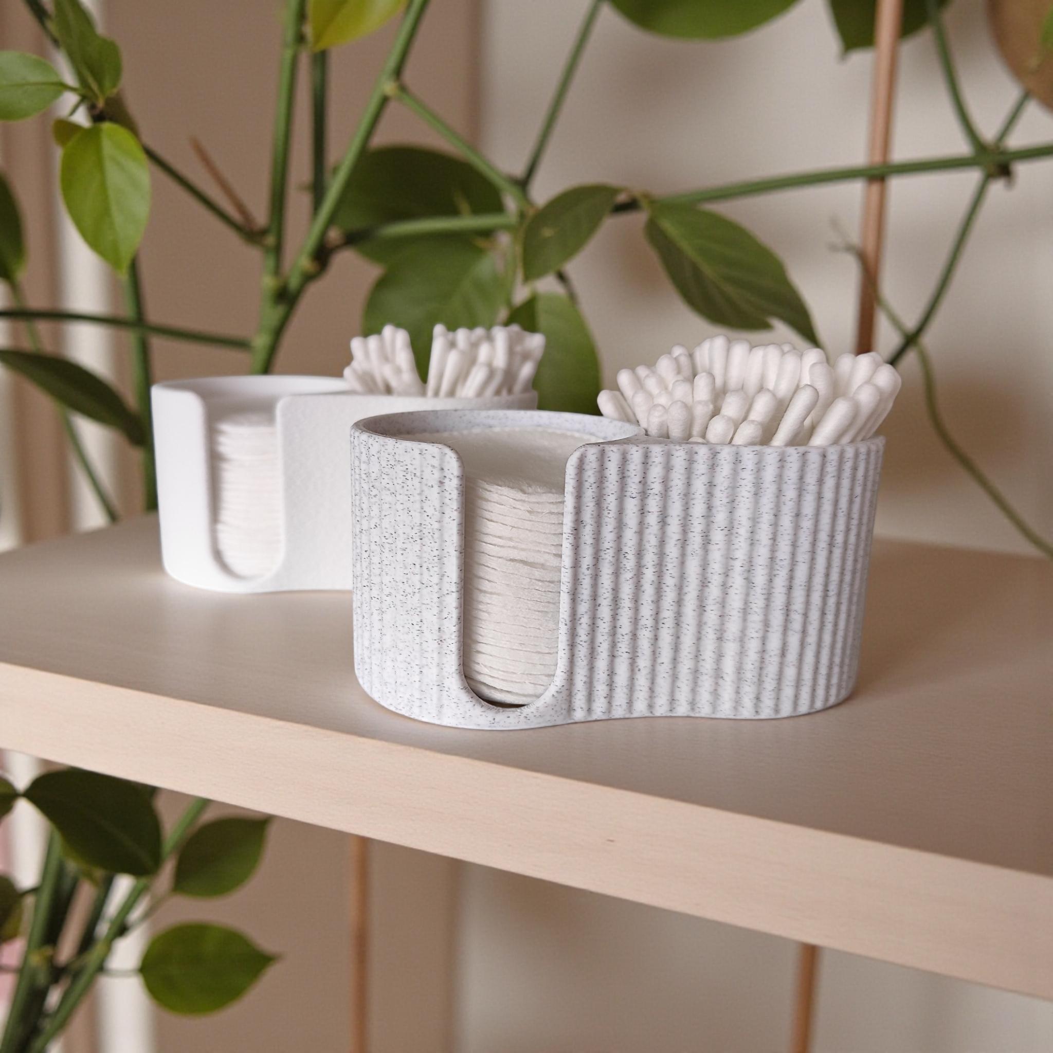 Modern Ribbed Q-Tip & Cotton Pad Dispenser