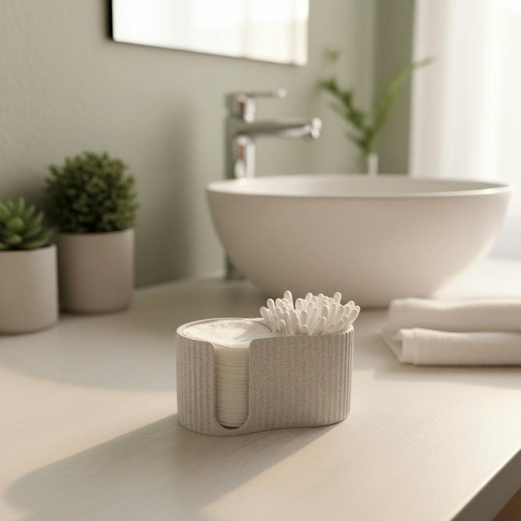 Modern Ribbed Q-Tip & Cotton Pad Dispenser