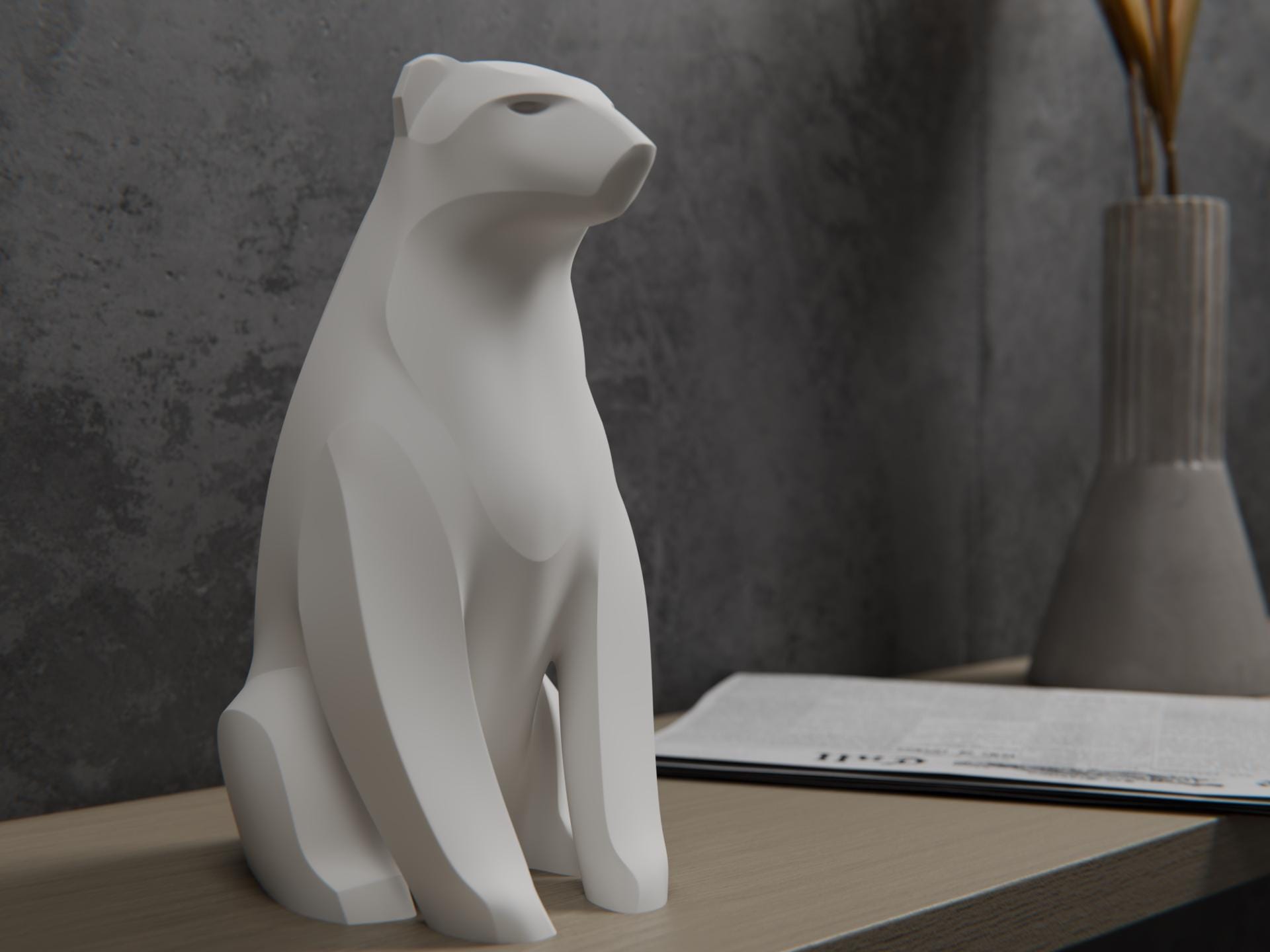 Minimalist Polar Bear Sculpture