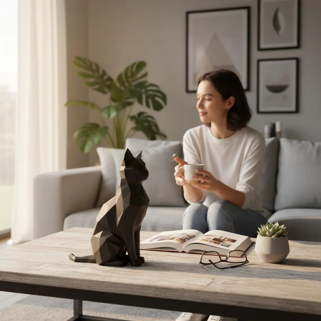 Low Poly Cat Sculpture
