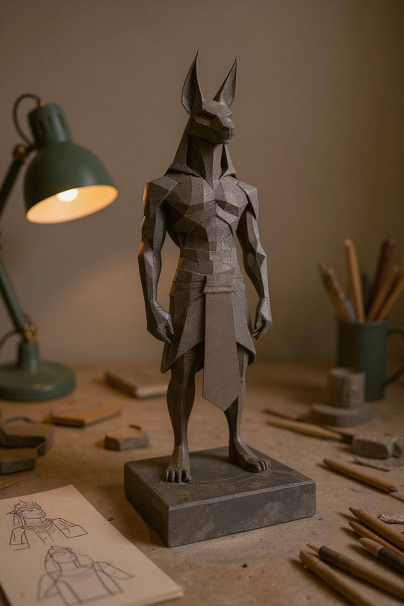Low Poly Anubis Statue