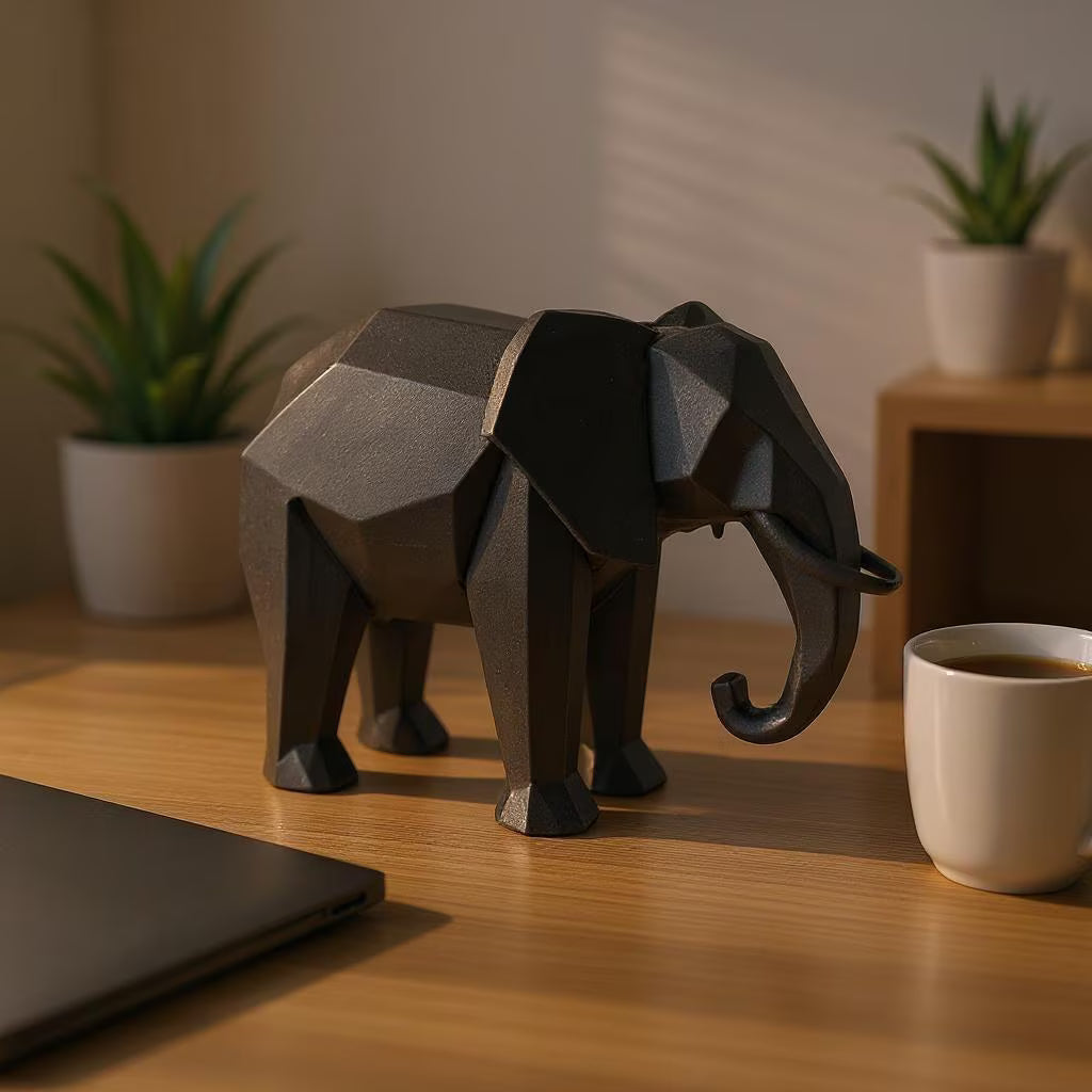 Low Poly Elephant Sculpture