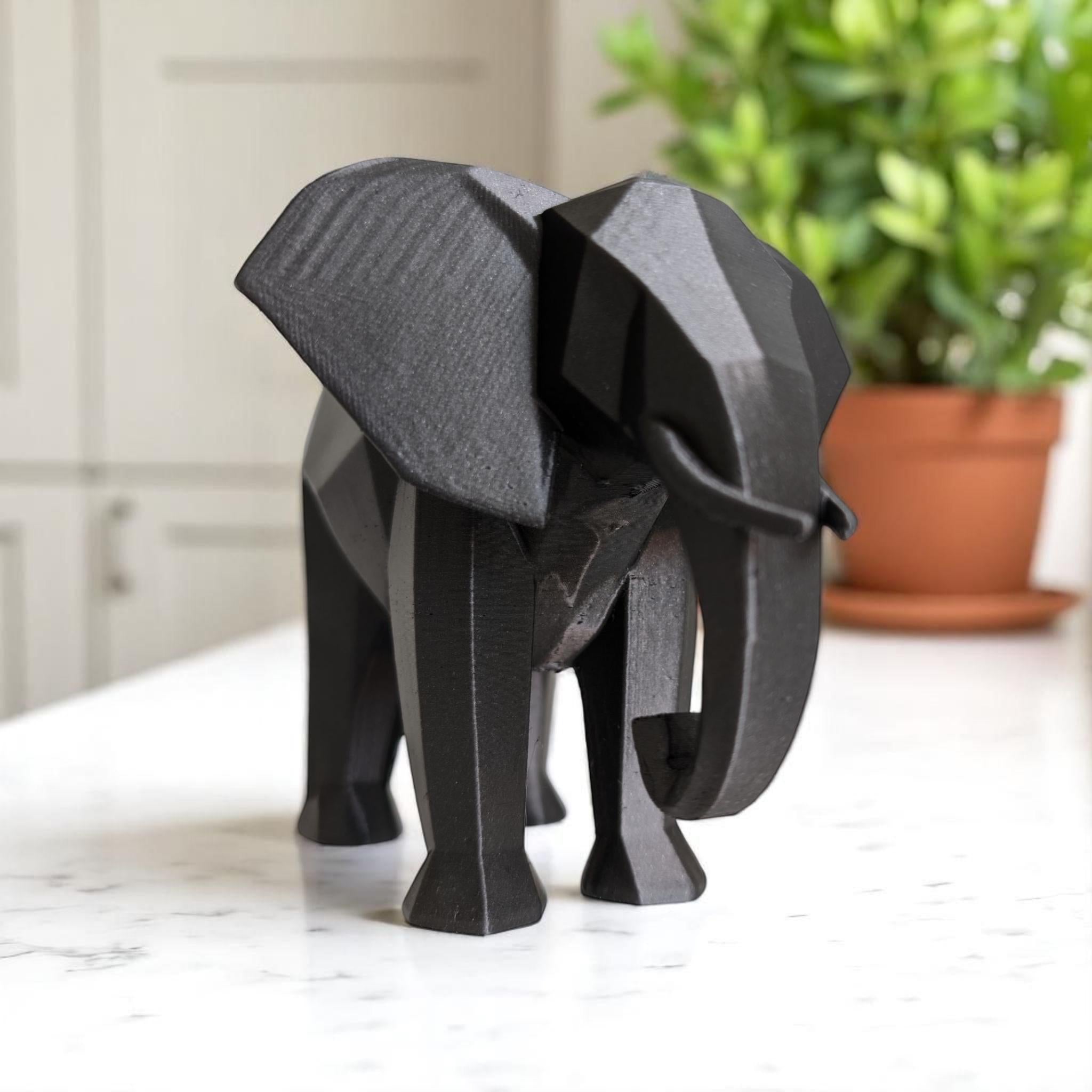 Low Poly Elephant Sculpture