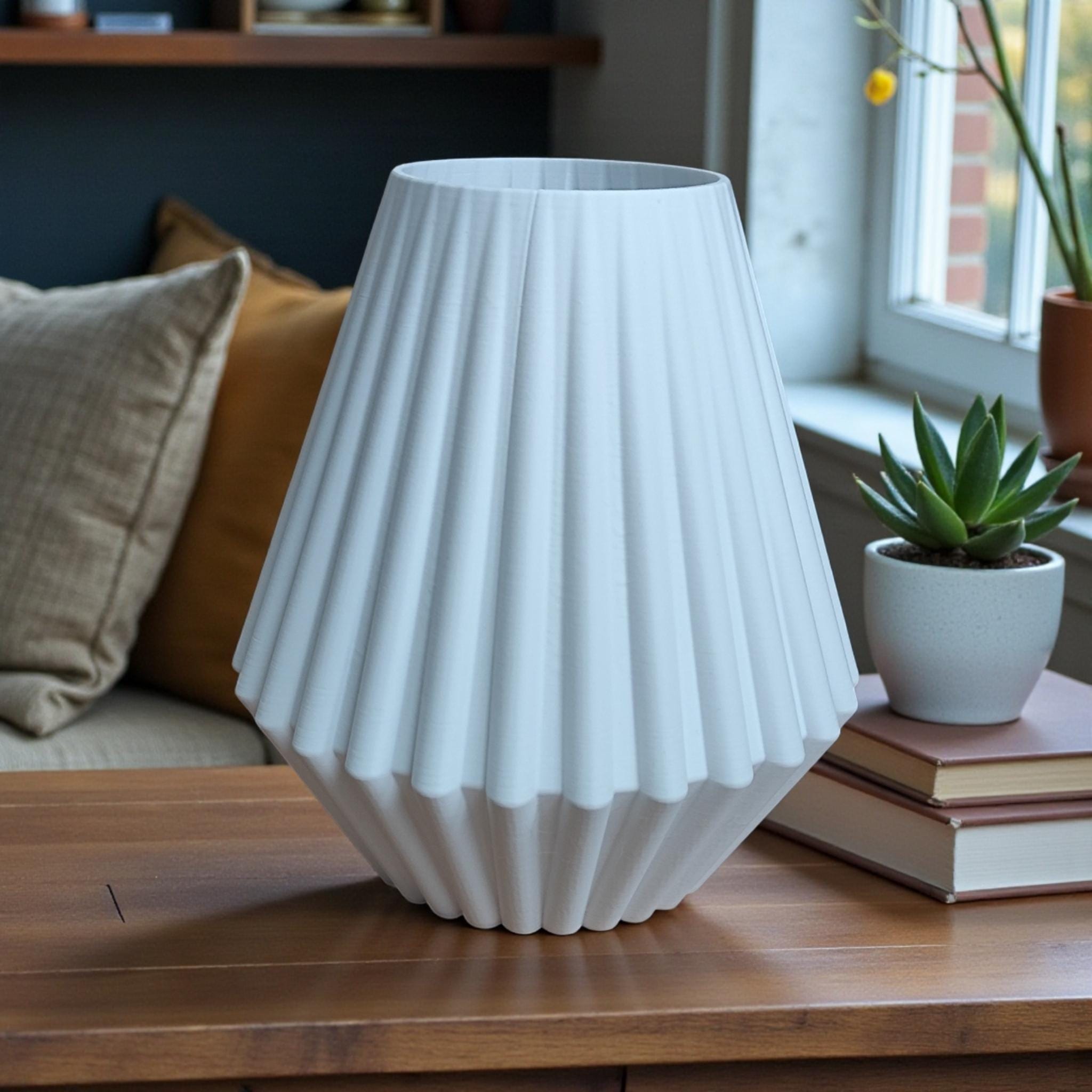 Geometric Ribbed Vase