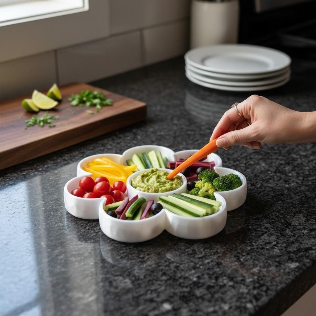 Flower Snack Tray with Dip Bowl