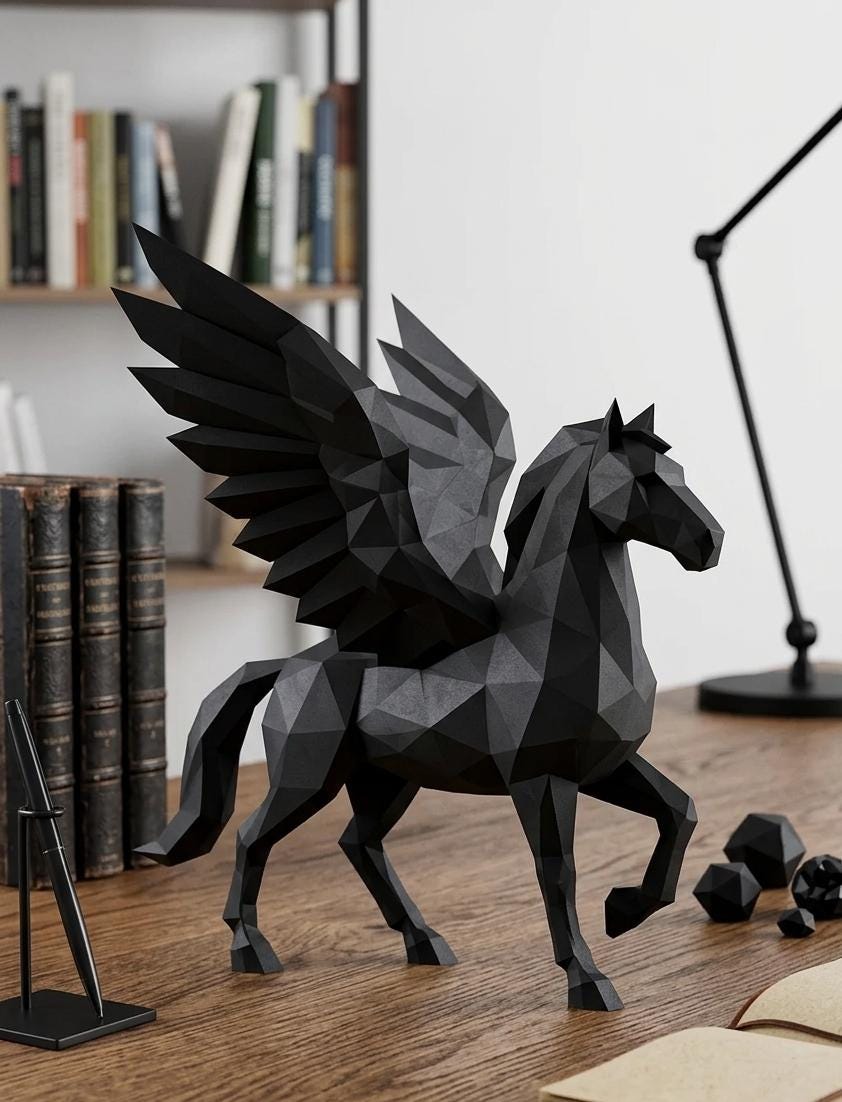 Low Poly Pegasus Sculpture
