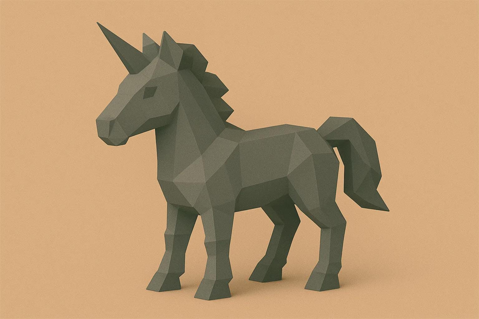 Low Poly Unicorn Sculpture