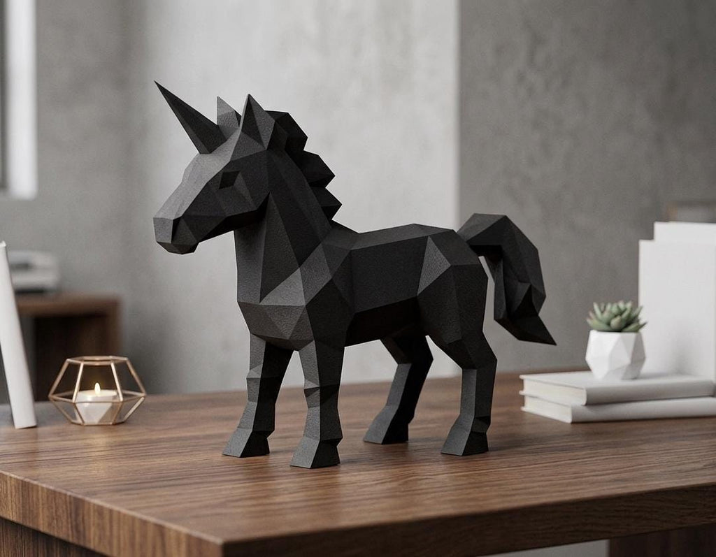 Low Poly Unicorn Sculpture