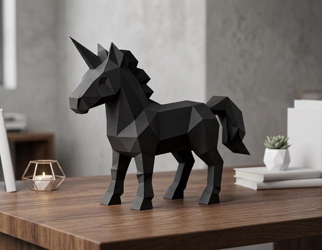 Low Poly Unicorn Sculpture