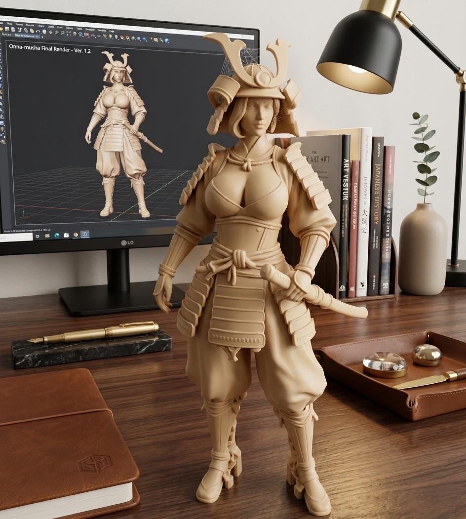 Samurai Woman Statue