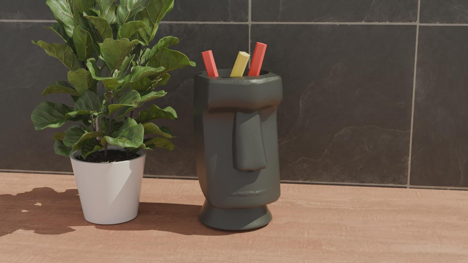 Moai Statue Pen Holder