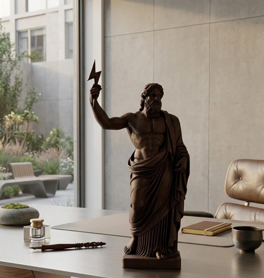 Zeus with Lightning Statue