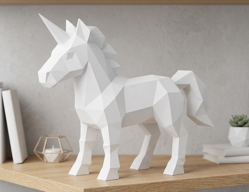 Low Poly Unicorn Sculpture