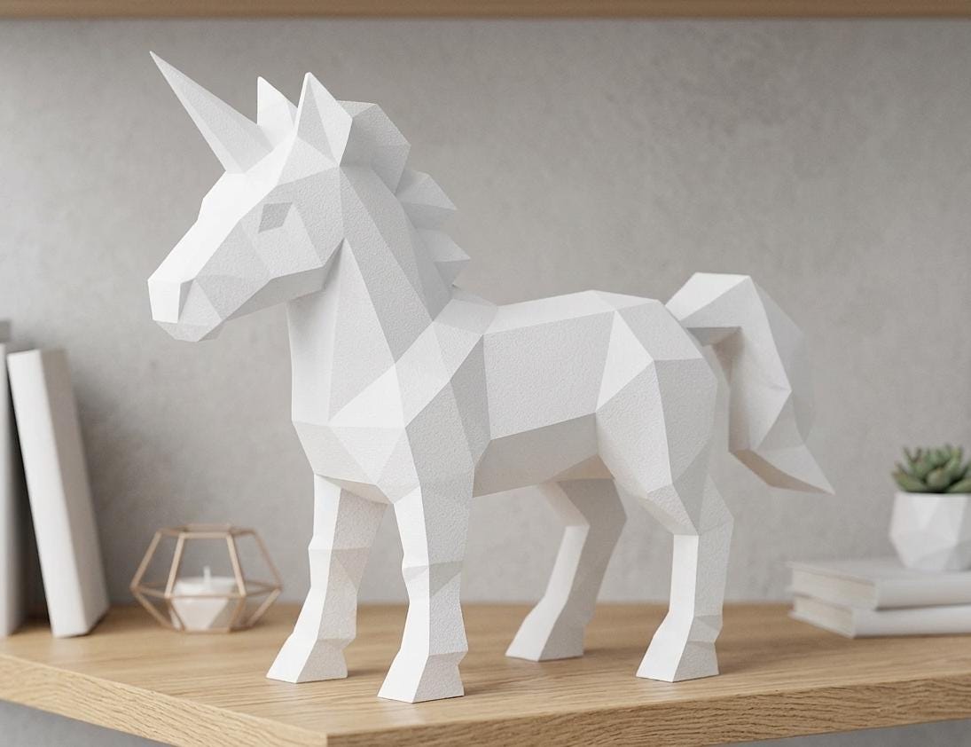 Low Poly Unicorn Sculpture
