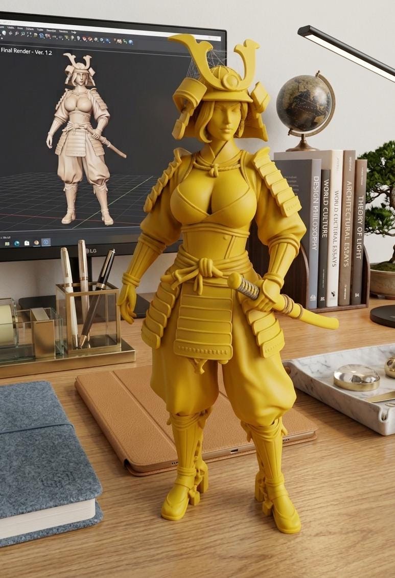 Samurai Woman Statue