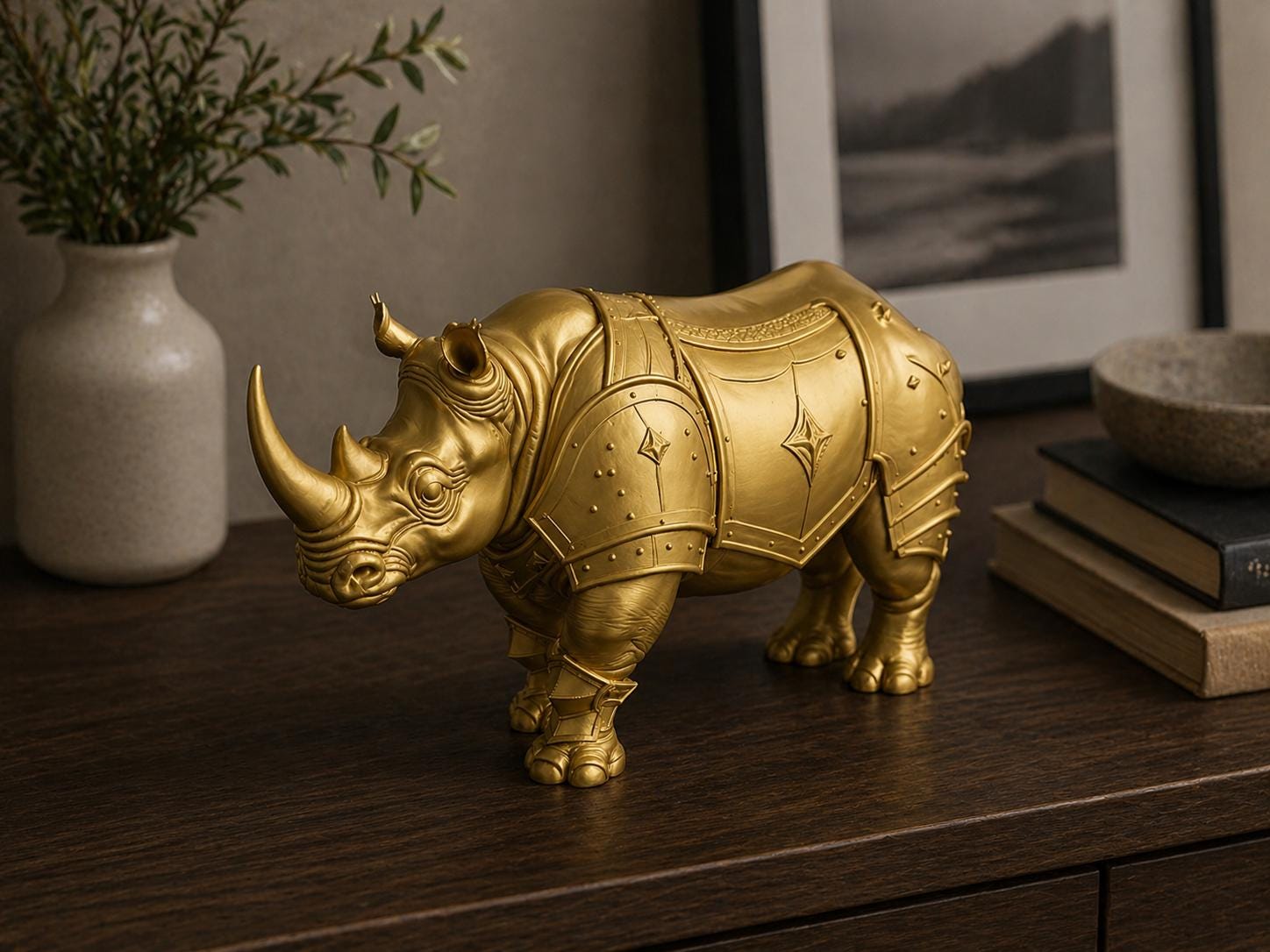 Armored Rhinoceros Statue