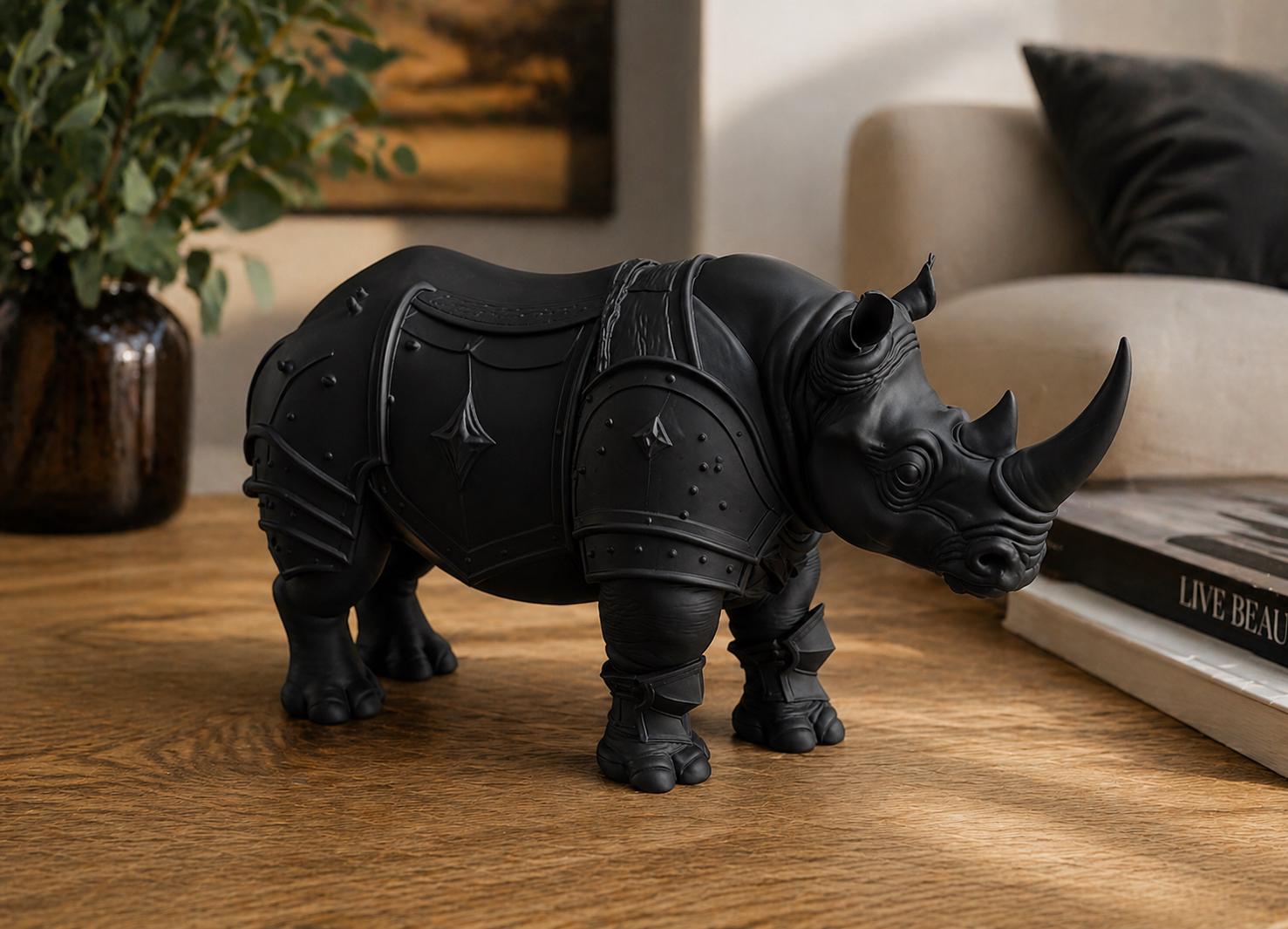 Armored Rhinoceros Statue