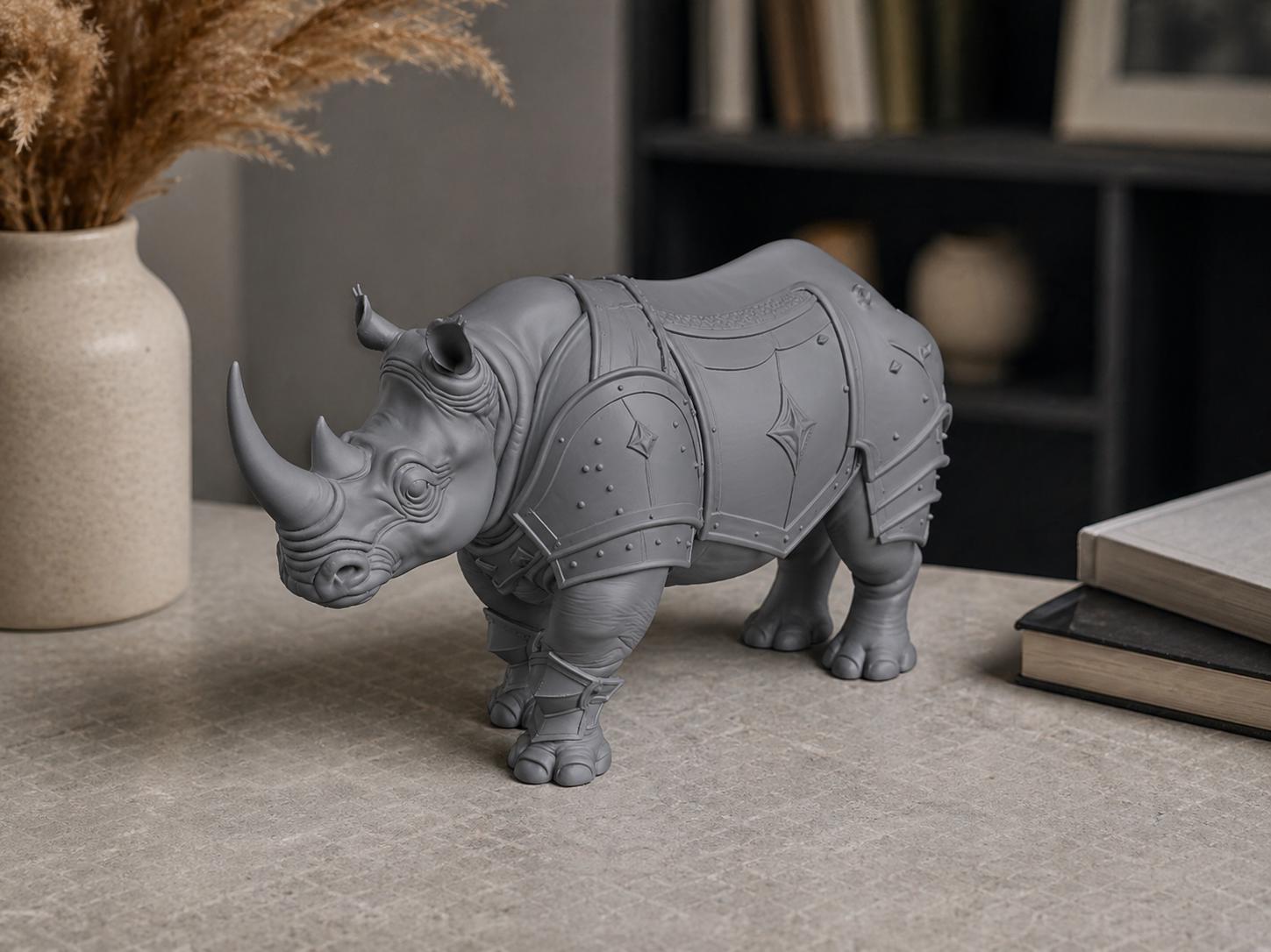 Armored Rhinoceros Statue