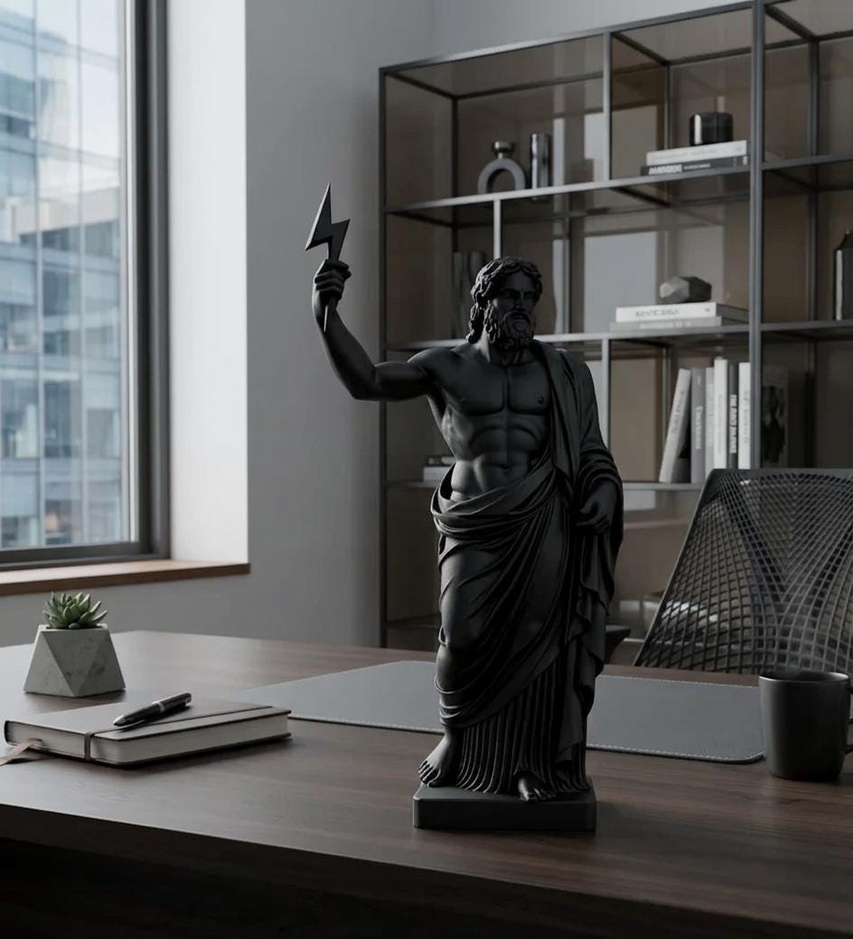 Zeus with Lightning Statue