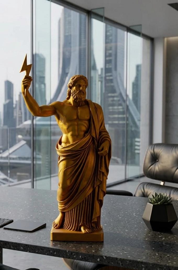 Zeus with Lightning Statue
