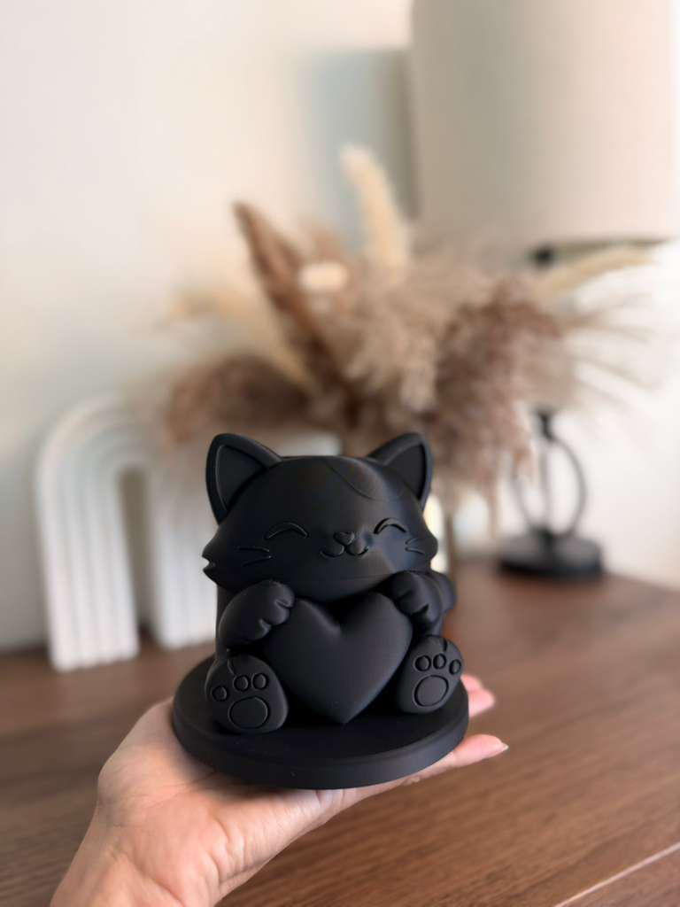 Kawaii Cat Heart Pencil Holder