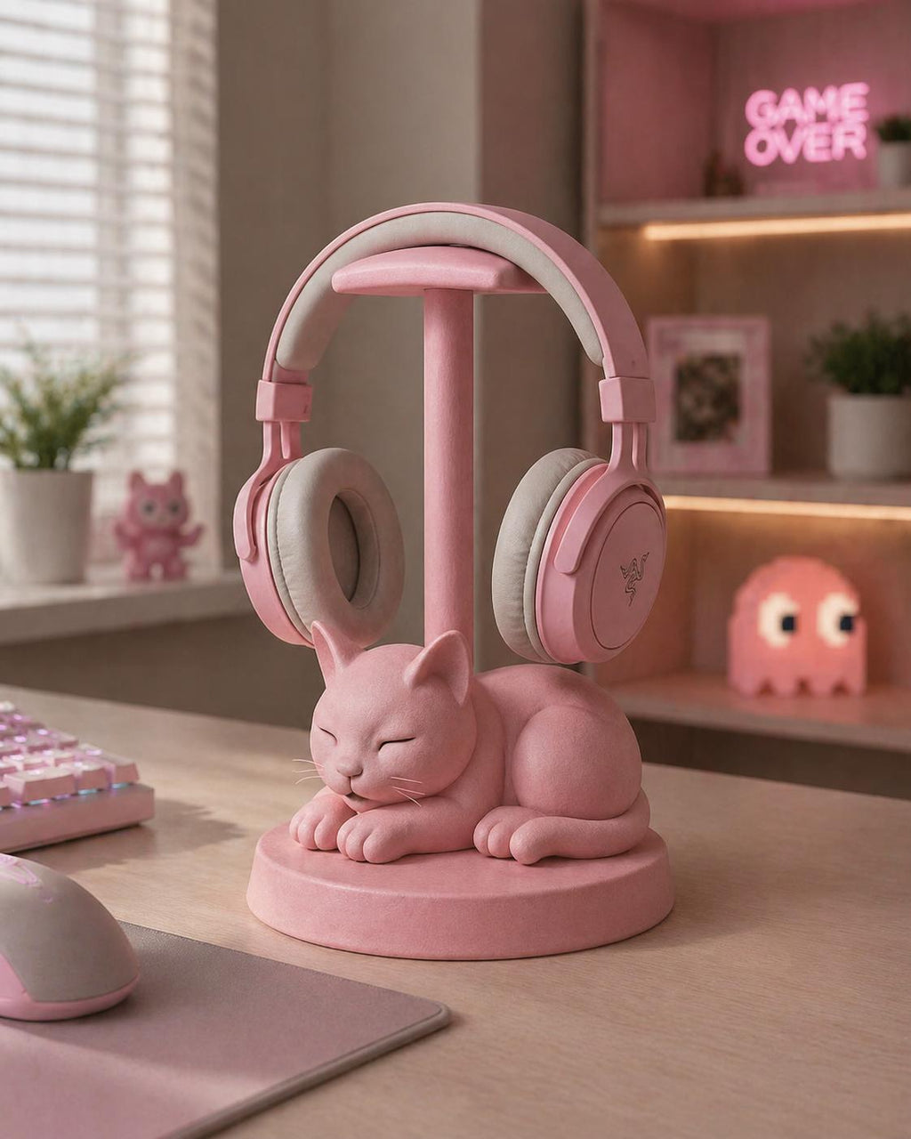 Sleeping/Sitting Cat Headphone Stand