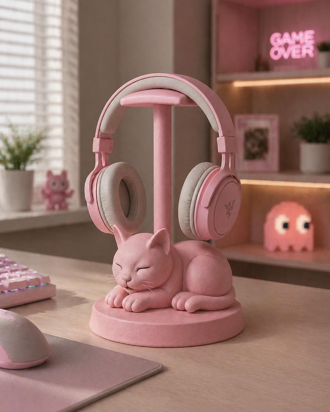 Sleeping/Sitting Cat Headphone Stand
