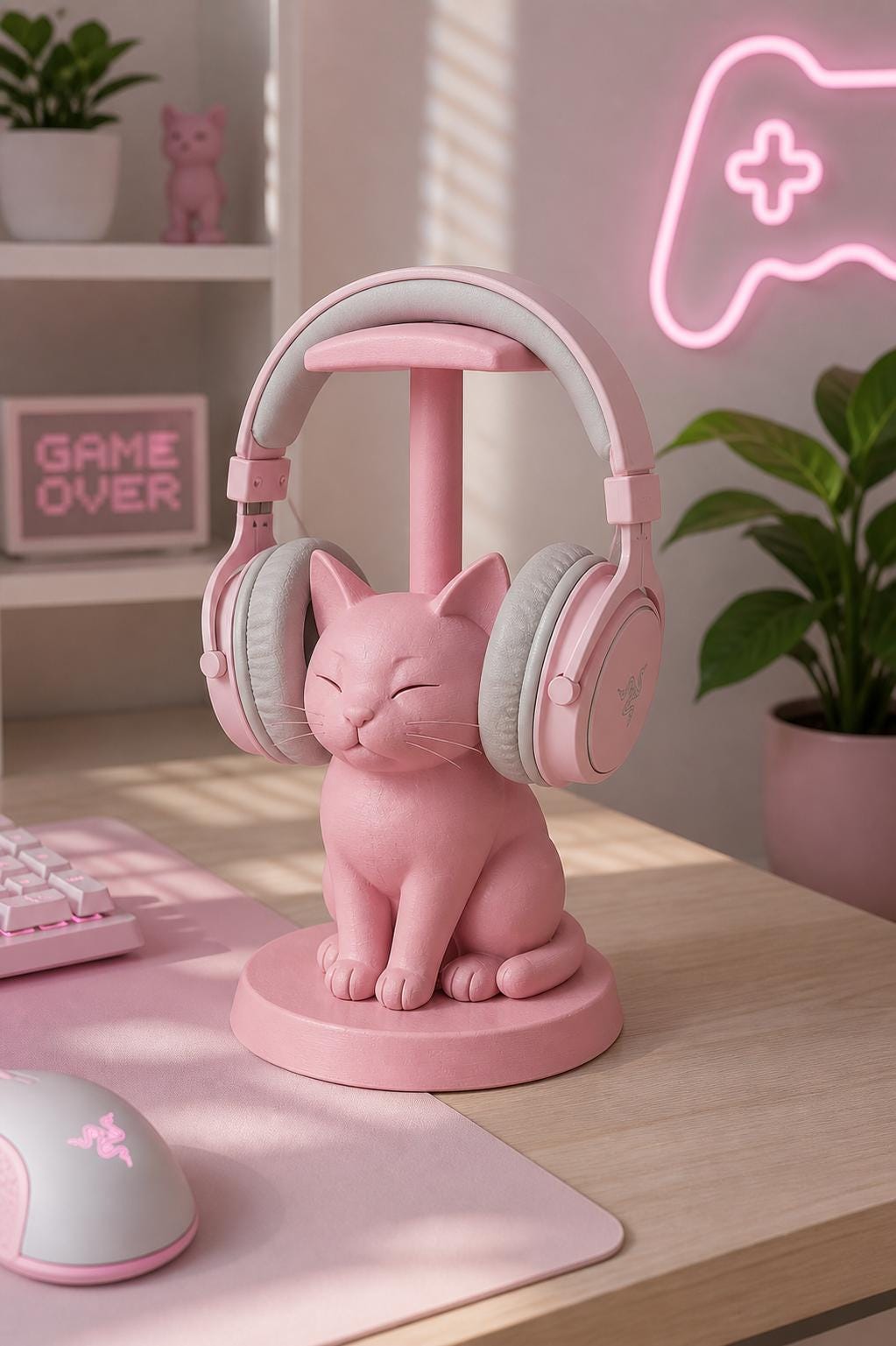 Sleeping/Sitting Cat Headphone Stand