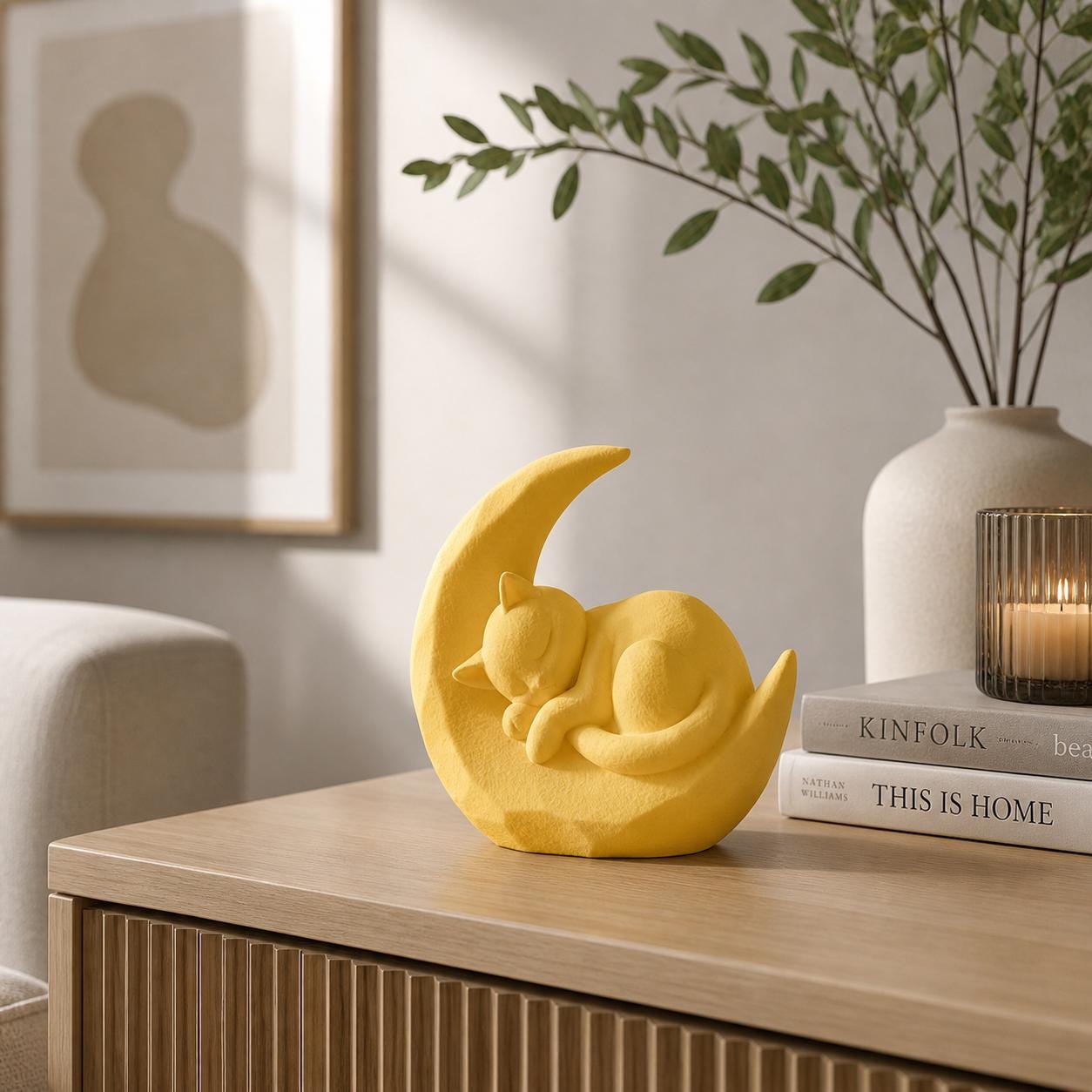 Sleeping Kitten Moon Statue