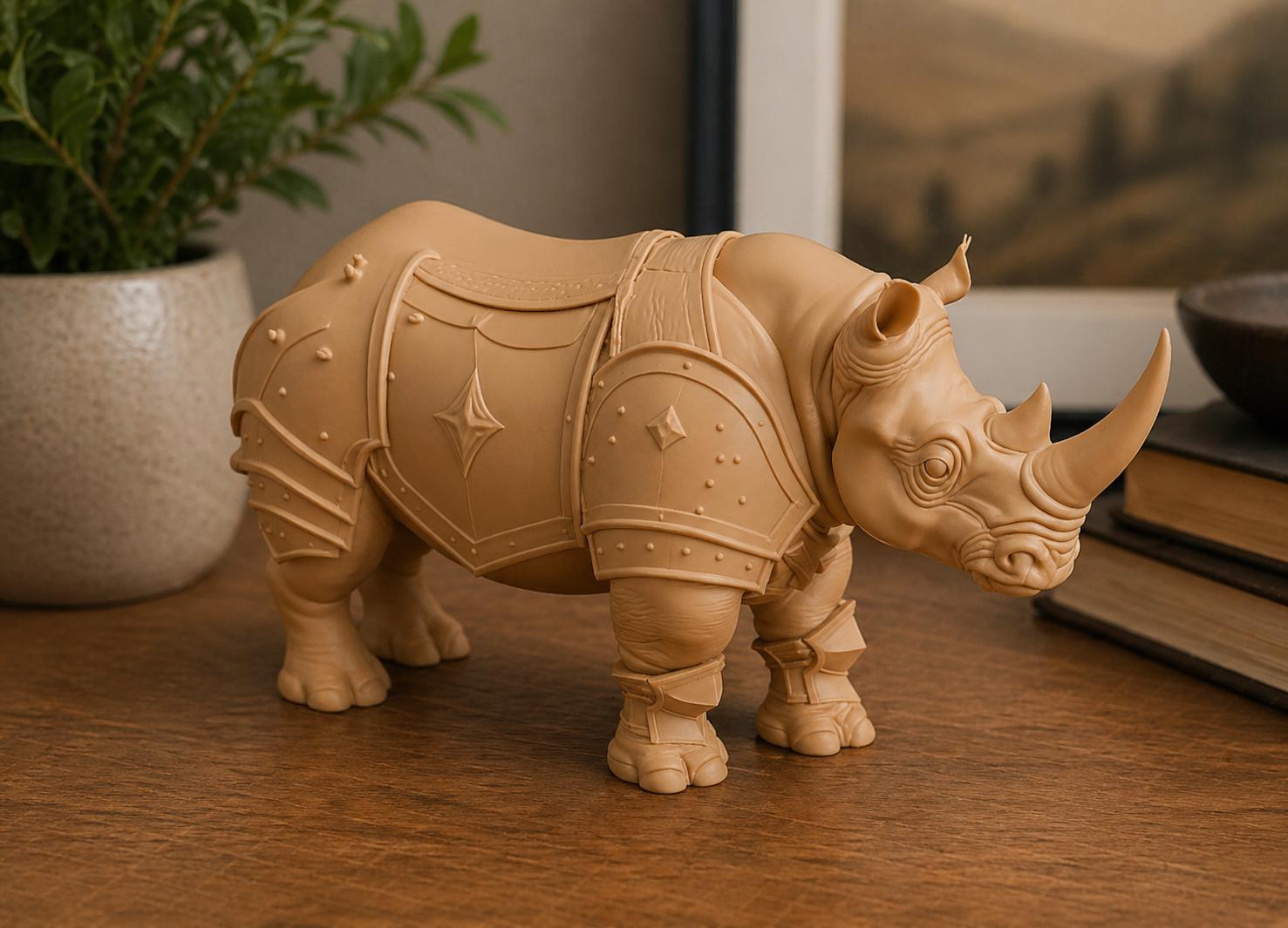 Armored Rhinoceros Statue