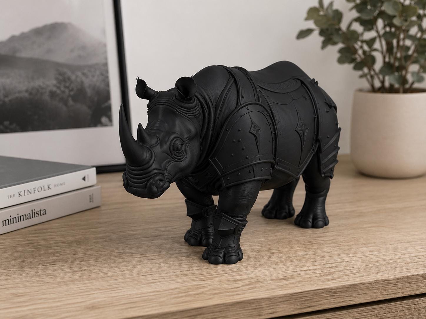 Armored Rhinoceros Statue