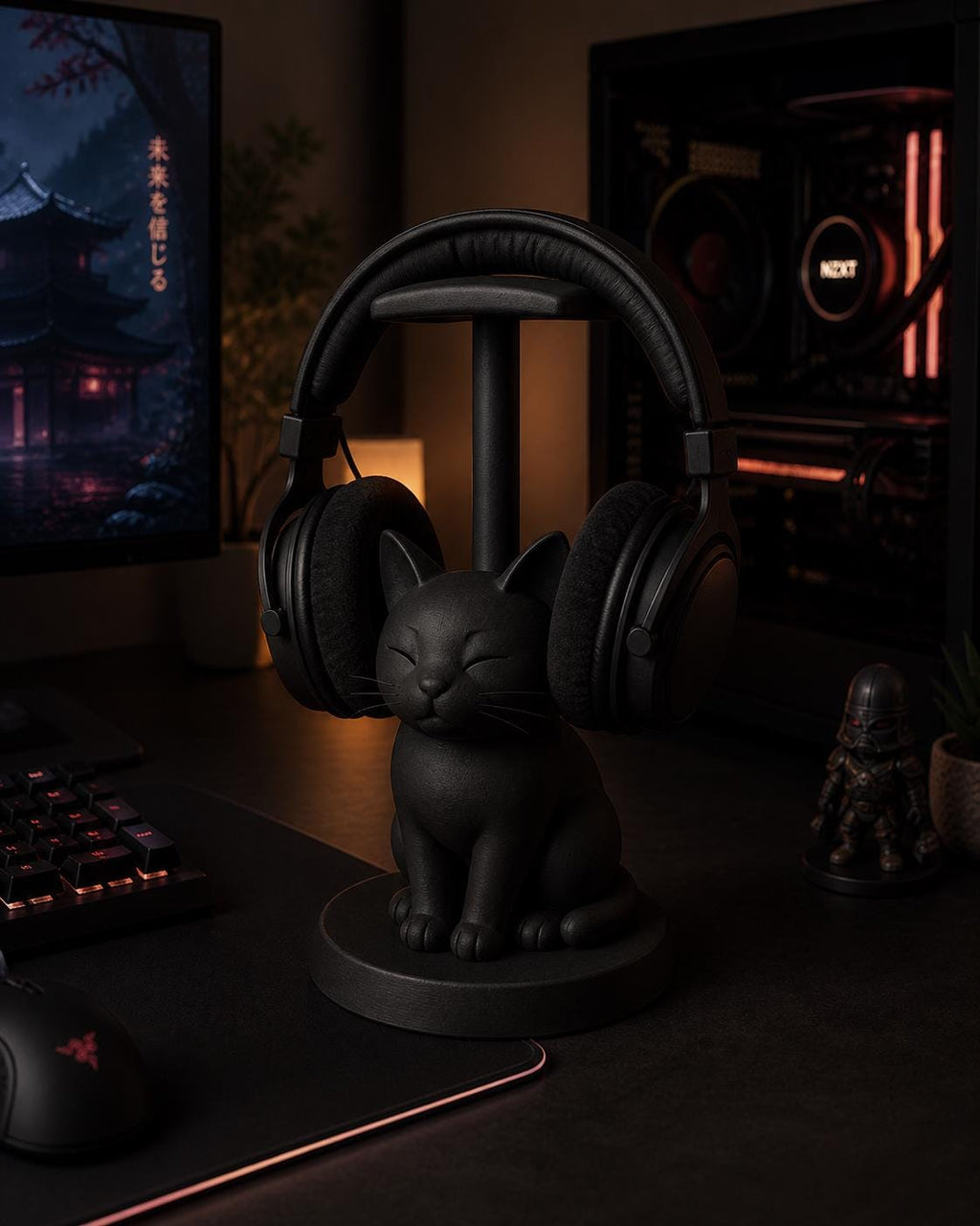 Sleeping/Sitting Cat Headphone Stand