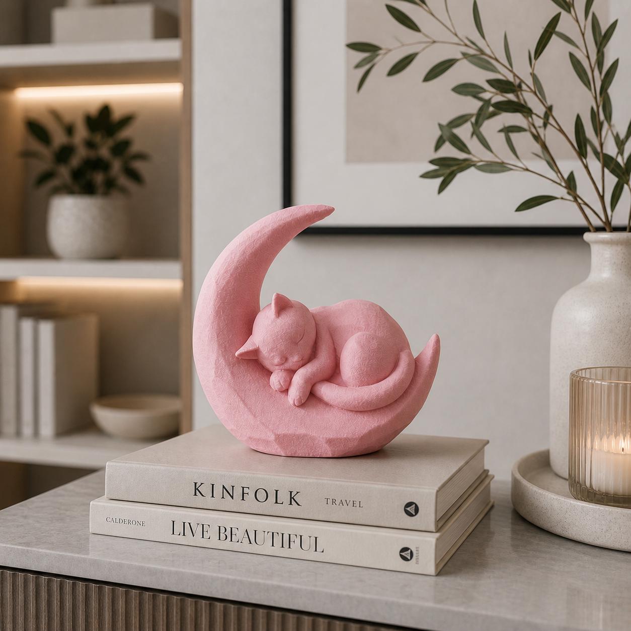 Sleeping Kitten Moon Statue