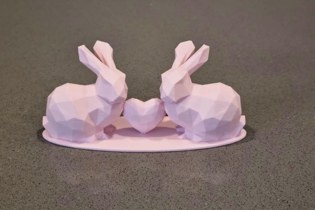 Low Poly Love Rabbits Sculpture